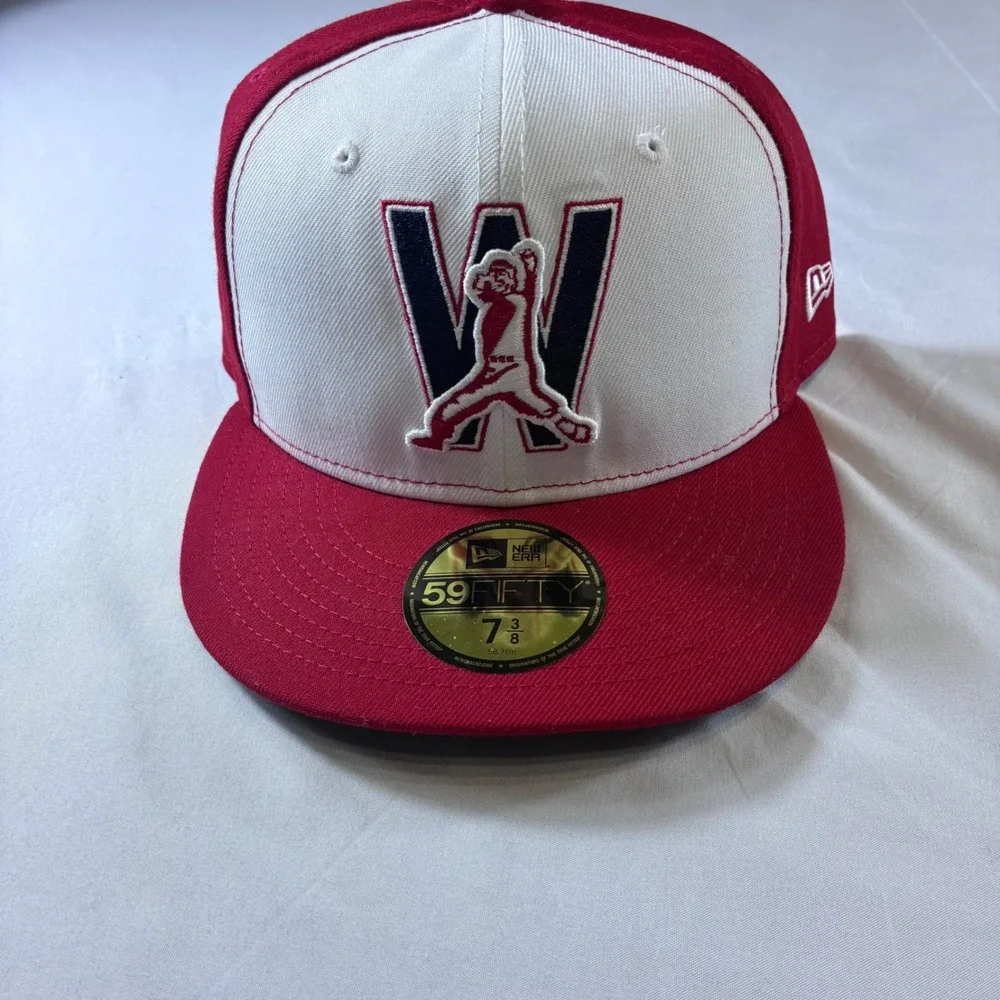 New Era 59FIFTY Washington Nationals Hat Red White Fitted MLB Cap 7 3/8 70541075